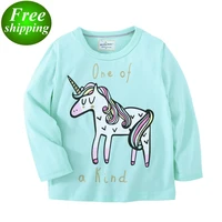 

2019 NEW Unicorn Blue Toddler Girls Shirts Letter Print Wholesale Boys Clothing