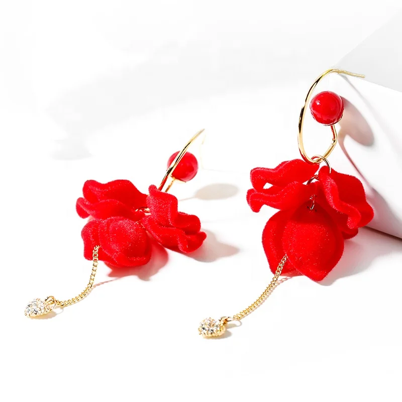 

Dara Jewelry 925 Sterling Silver White Red Flowers Drop Earrings for Women, Optional