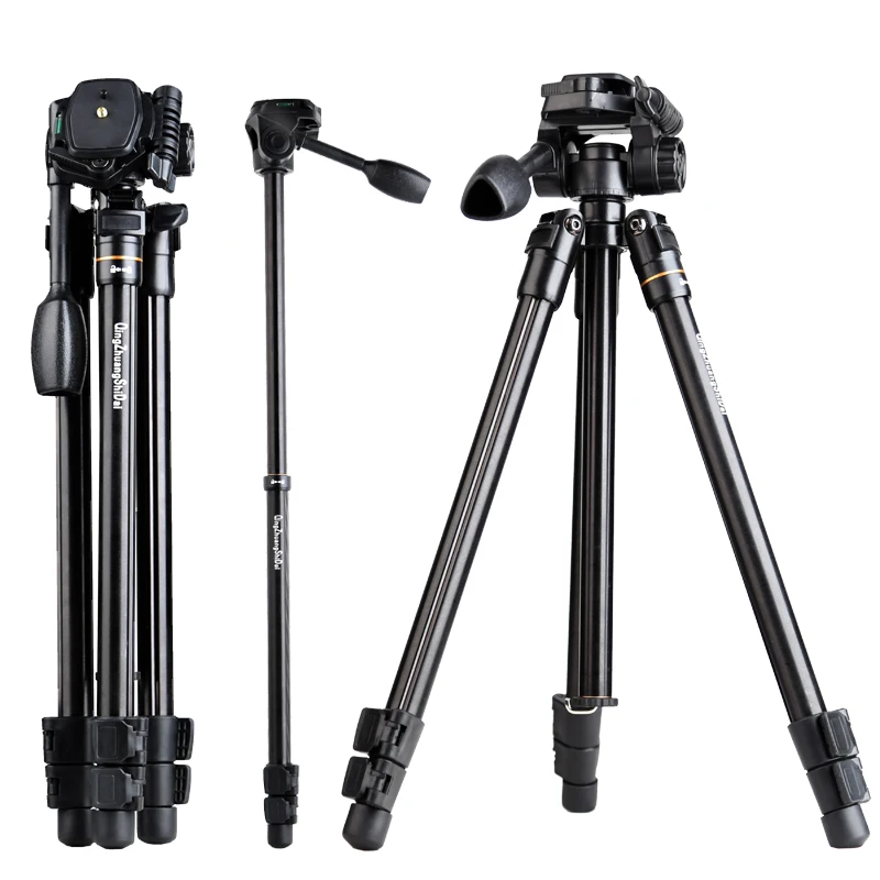 

Triopo digital dslr video tripod phone holder professional panhead camera tripod monopod, Black