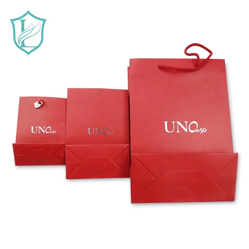 
Customized Size Paper Bag Set with Rope Handle Logo 