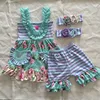 2018 women dresses photos Wholesale latest designs knit stripe oem children boutique pattern children