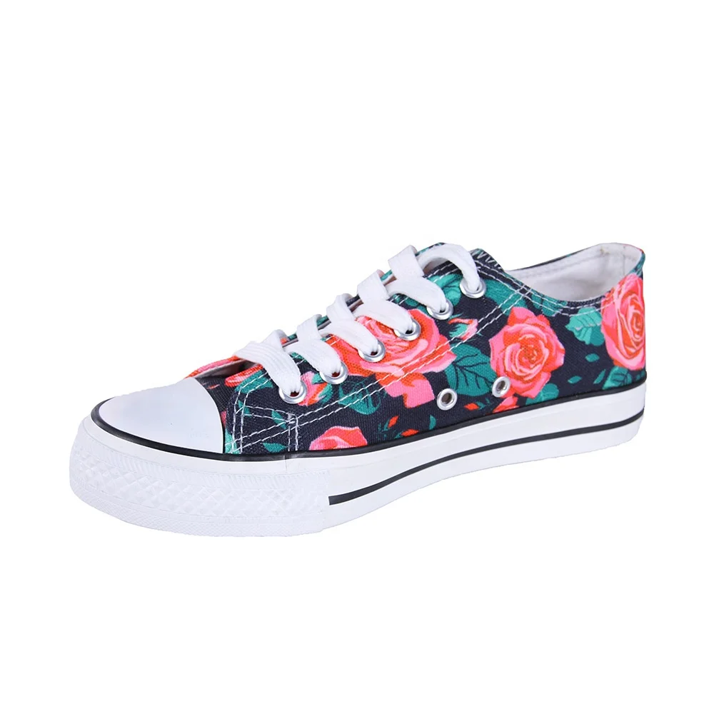 

Customized Fashion Women Casual Floral Printed Canvas Shoes, Picture shown