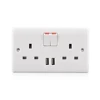 UK electrical 13A wall socket switch with 2 USB port