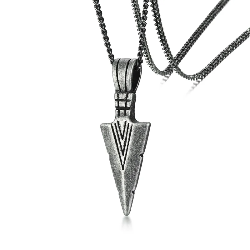 

Fashion Hip Hop Spearhead Pendant Necklace Stainless Steel Arrowhead Necklaces Men Jewelry, Silver /gray/ gold