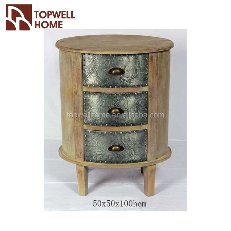 Custom Storage Three Drawer Round Wood Chest Cabinet Buy Round