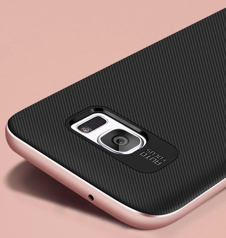 2 IN 1 Carbon Fiber TPU+PC Back Cover Case For Samsung Galaxy S7