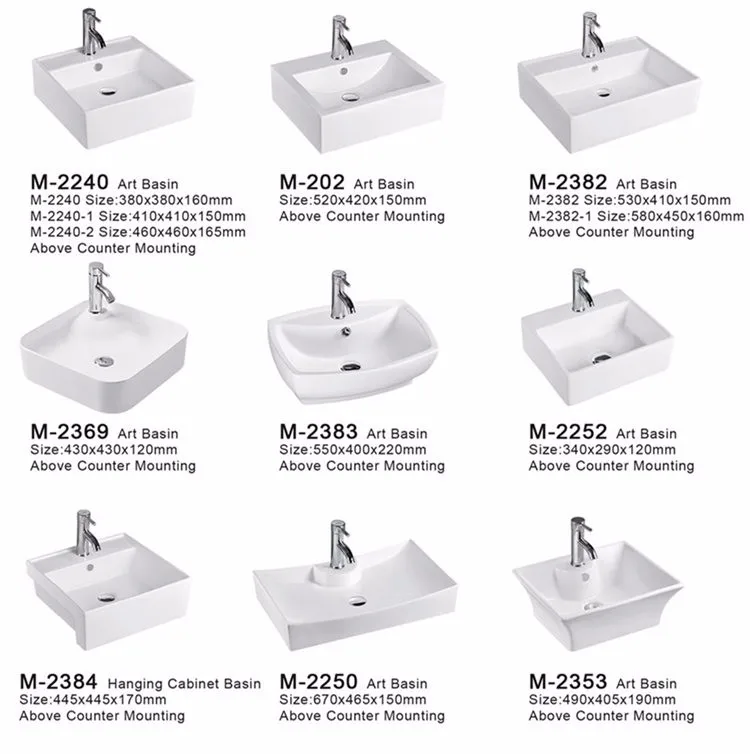 All sanitary items ceramic wash basin sizes in inches