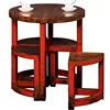 Multi-functional distressed reproduction furniture home furniture set glossy antique tenon-mortise structure table set