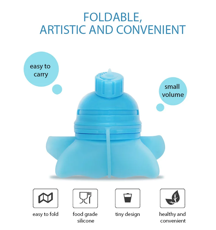 
500ml Folder Silicone Leak-proof Water Bottle for Outdoor Sport Camping Travel 