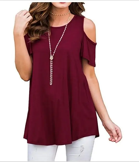 

Coldker Women's Fashion Off Shoulder Tops Short Sleeve Blouse Casual T-Shirt