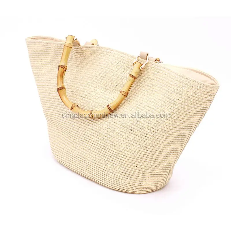 Qingdao Supplier Of Straw Designer Handbags With Bamboo Handles Paper