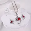 antique silver red opal dolphin jewelry with crown necklace jewelry set