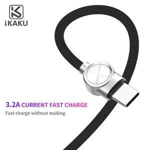 KAKU CD head shape metal nylon braid charger cable 3ft 3.2A micro usb original data cable v8 type-c for Samsung Android