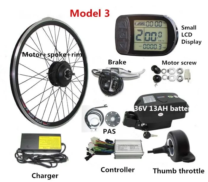 Top 36V 350W 500W Electric Bicycle Kit 13AH Lithium Battery E Bike Conversion Kit Long Range Pedal Assist E-bike Kit 2