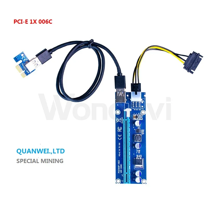 

VER006C PCIE 1X turn 16X graphics extension cable mining line mining card graphics extension cord mining line, Blue