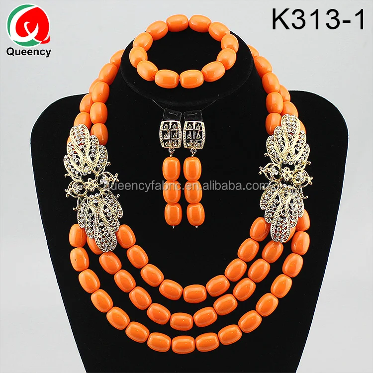 African Wholesale Coral Beads Bridal Jewelry Sets