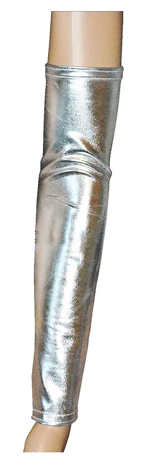 Womens Ladies Shiny Metallic Wet Look Sleeve Fingerless Arm Warmer One Size