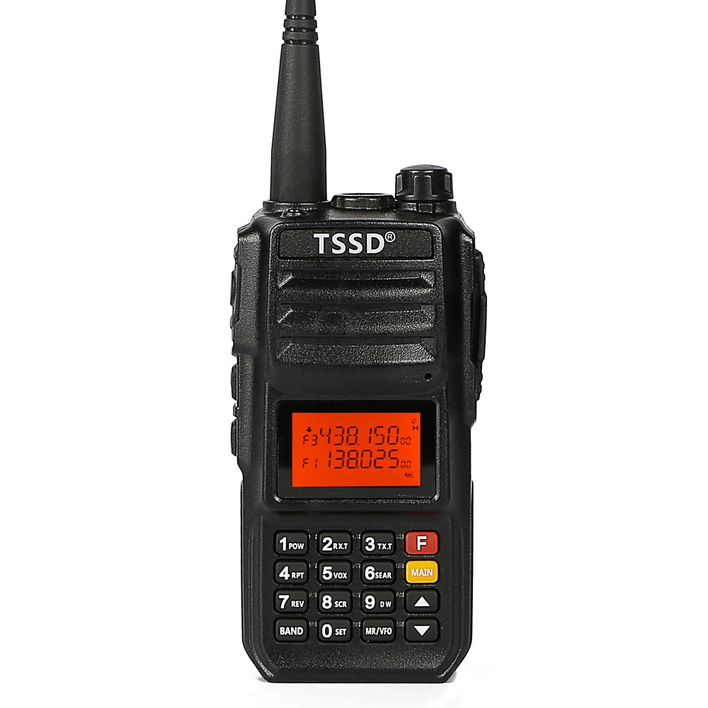 

Most powerful Tri-band walkie talkie for TSSD TS-Q9338 vhf uhf 350mhz 12w, Black