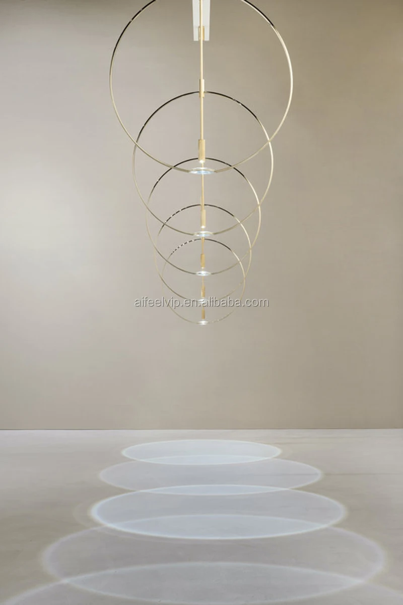 New decorative iron cage light gold color luxury circle ring pendant light for corridor