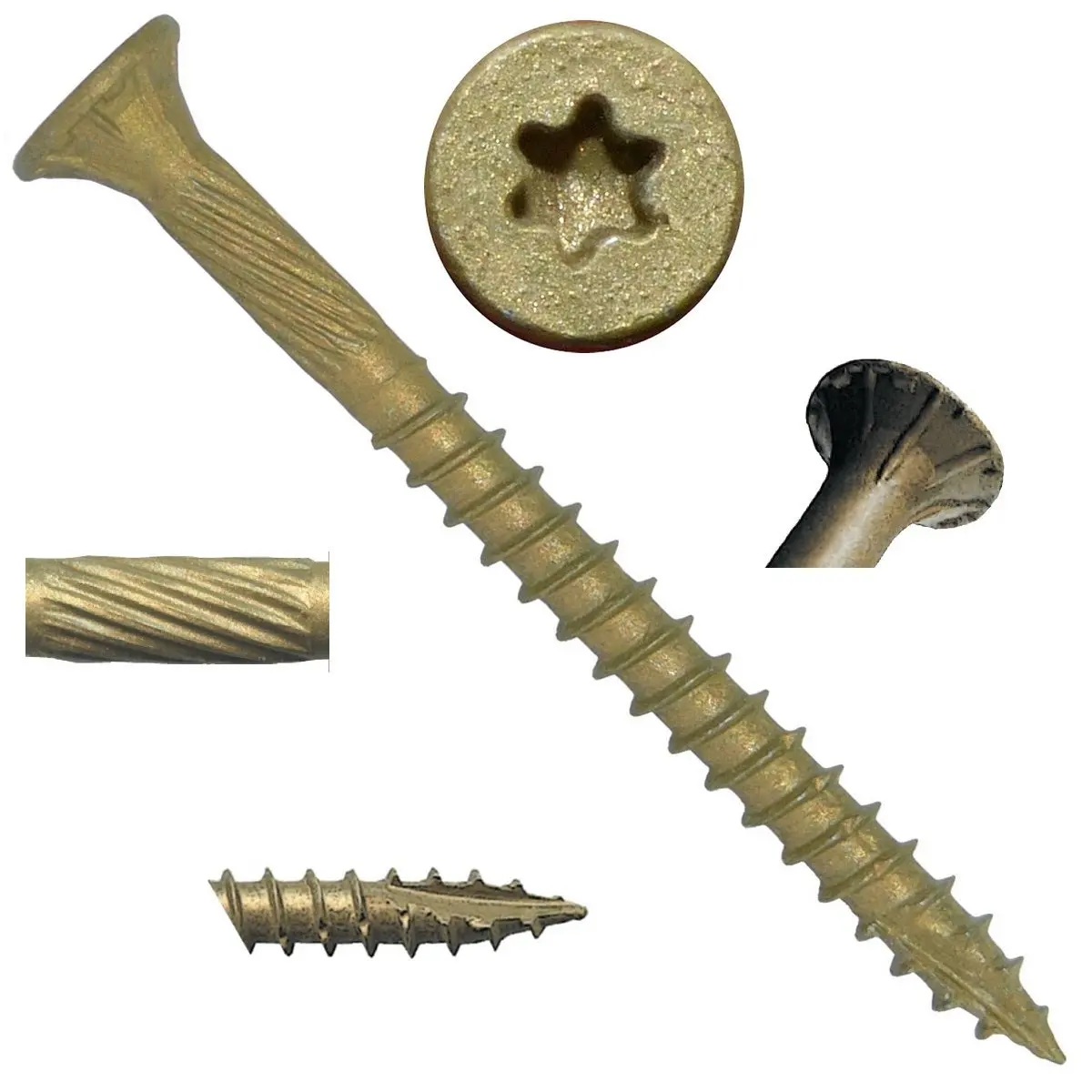 #8 x 1-3/4" Bronze Star Exterior Coated Wood Screw Torx/Star Drive Head (5 Pounds) - Multipurpose Exterior Coated Torx/Star Drive Wood Screws