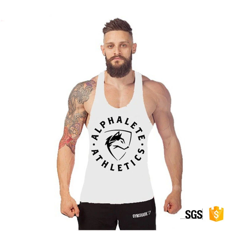 

Custom print men cotton gym sport yoga workout fitness custom tank top men