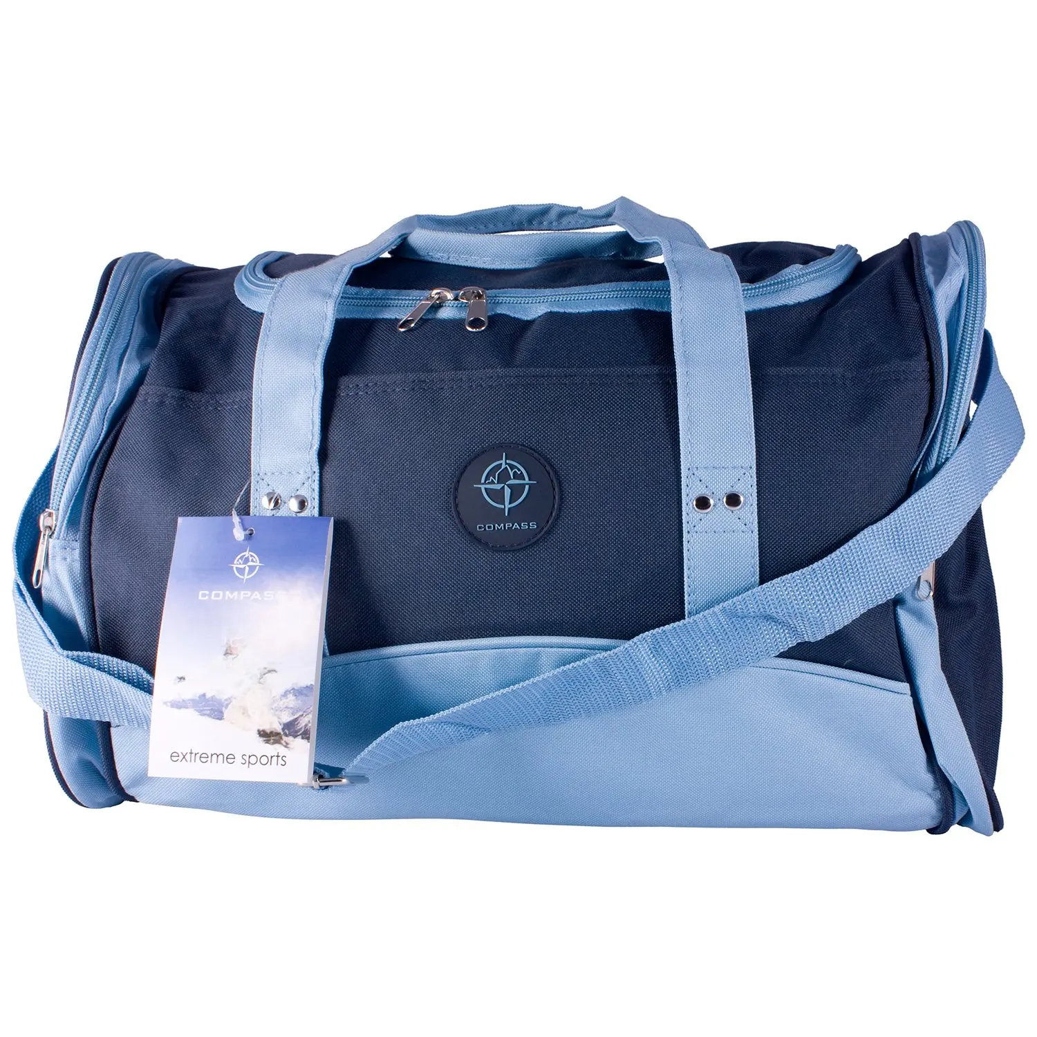 blue holdall bag