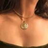 Vintage Alloy Lion Head Necklaces For Women New Bijoux Multi Layer Geometry Pendant Necklace Statement Jewelry