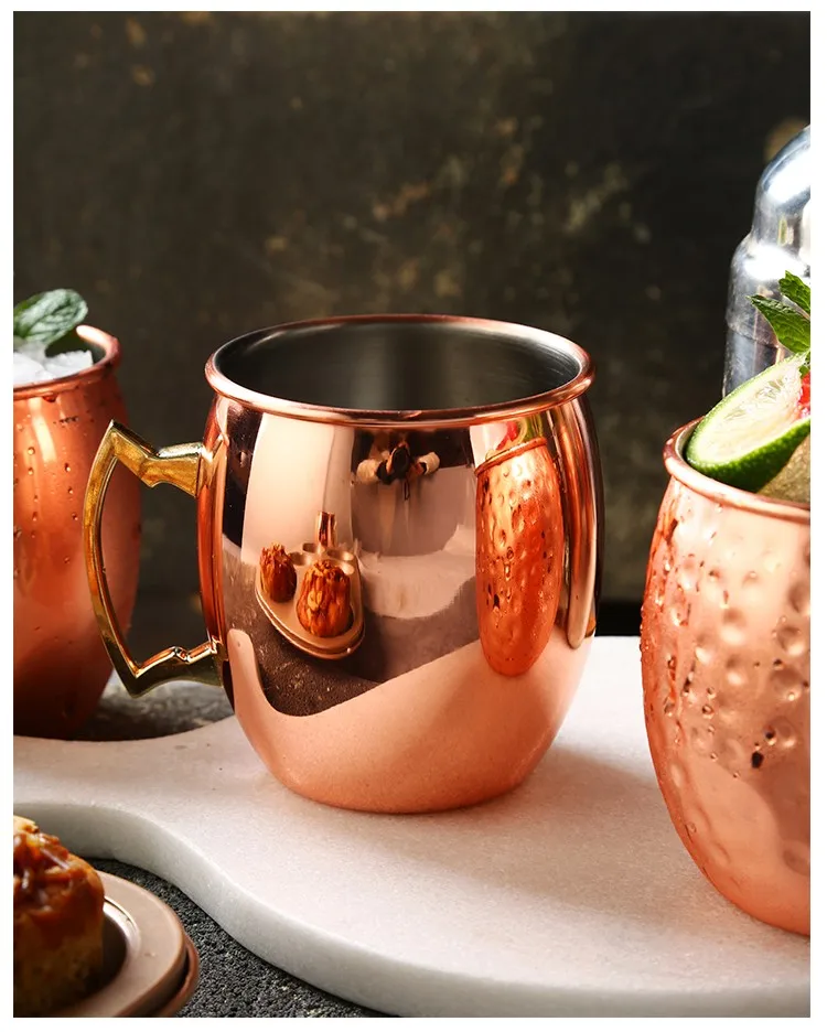Wholesale 17oz Copper Beer Moscow Mule Stainless steel Mug with Handgrip