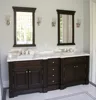 Traditional dark 86 inch double sink bathroom vanity with mirror