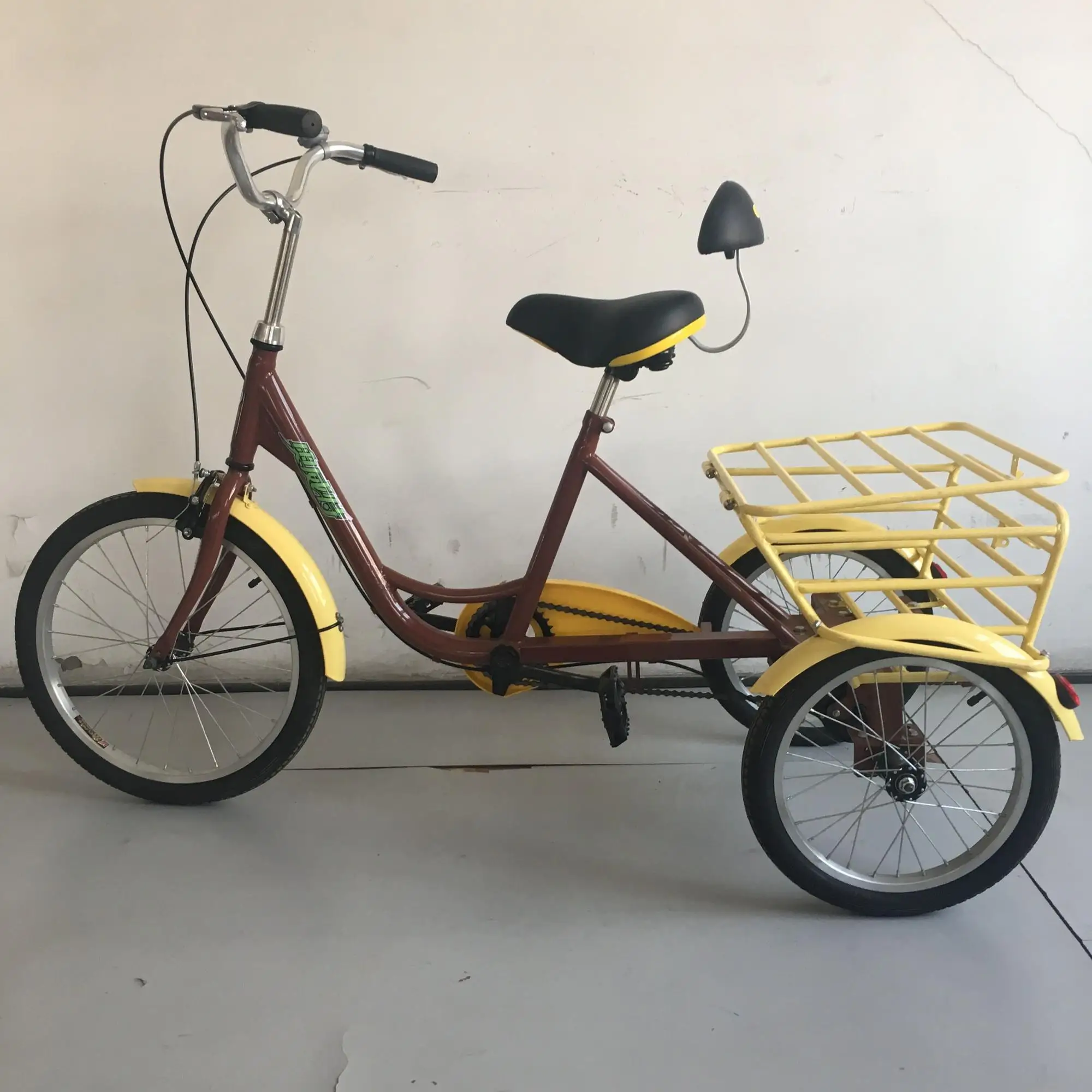 20 adult 3 wheel pedal bike tricycle with rear cargo carrier