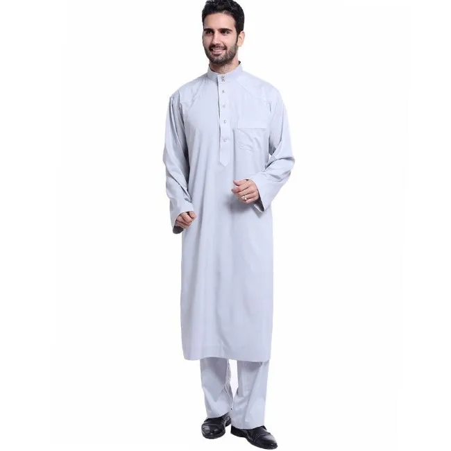 

New arrival clothing muslim men Islamic abaya collection design dubai long sleeve mens dress A383