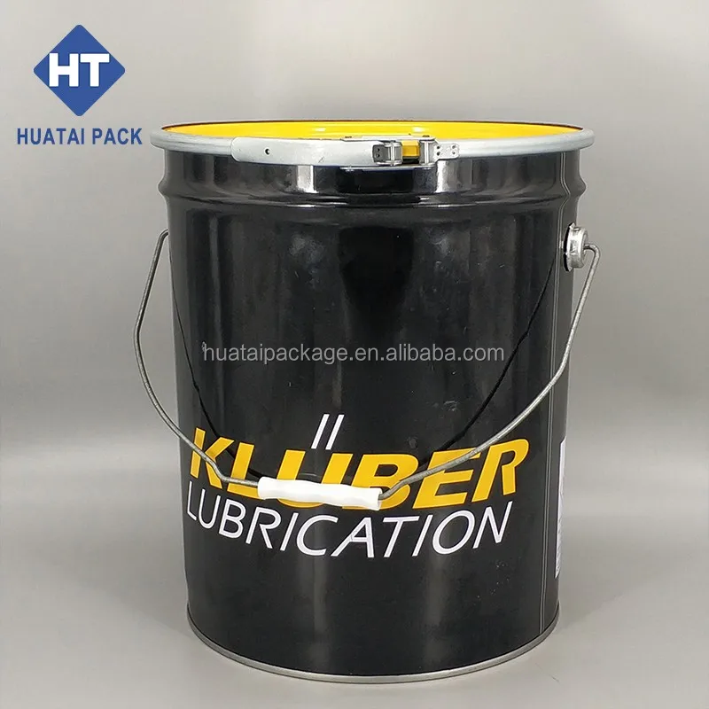 18l Black Tinplate Paint Metal Bucket With Lock Ring Lid Buy 18l