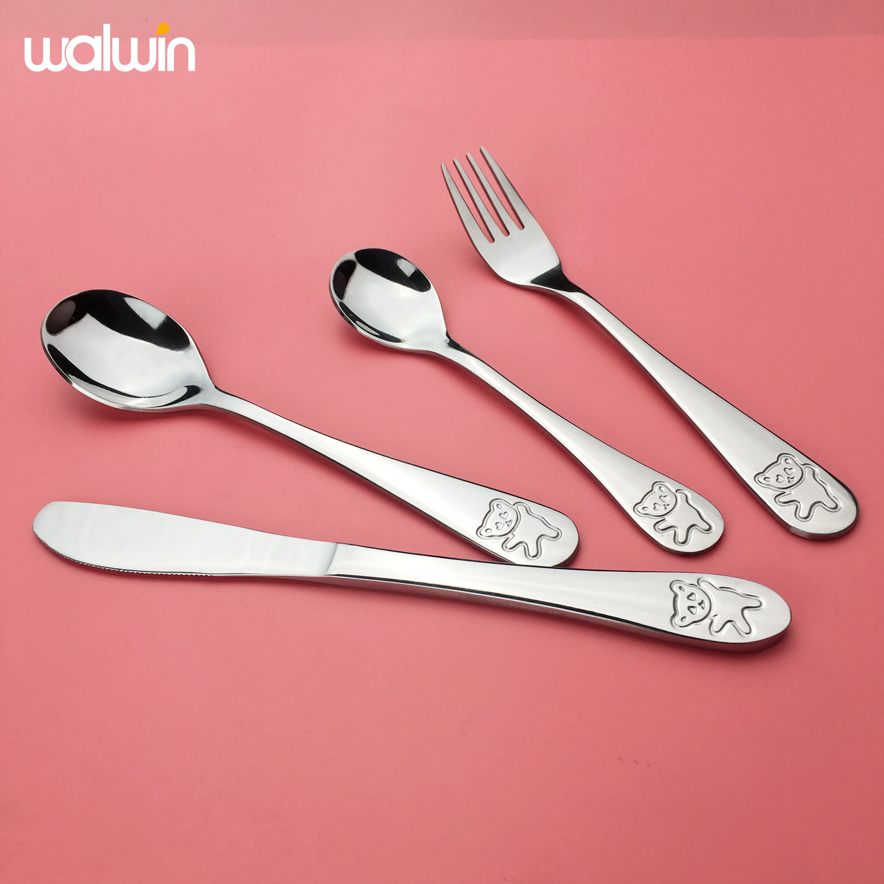 Food Grade BPA Free knife fork spoon Stainless Steel Children Cutlery with Gift box