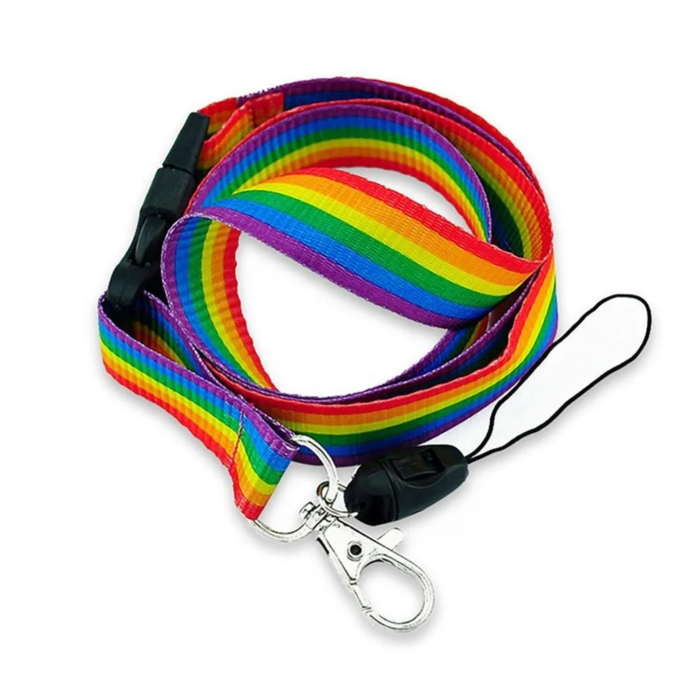 Rainbow Striped Fabric Lanyard With Quick Release And Id/badge/card ...