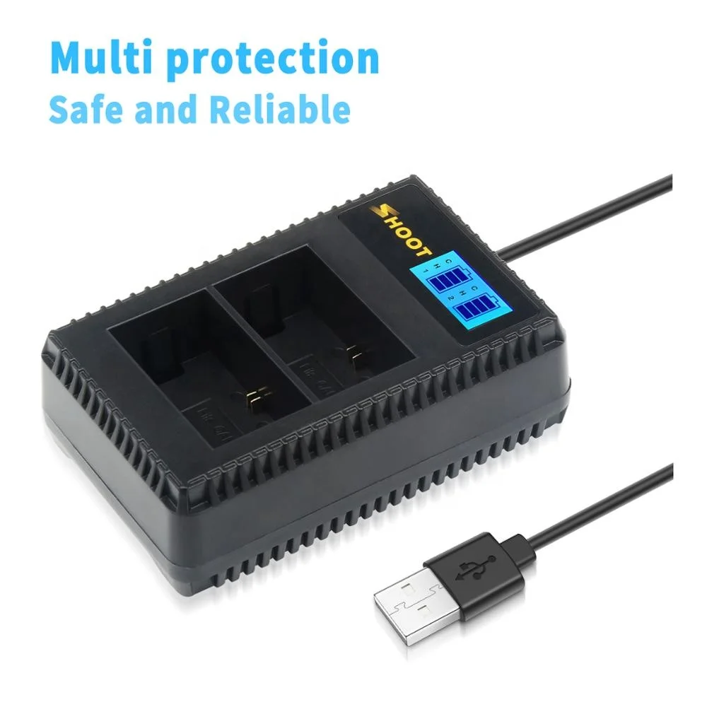 Shoot Lpe6 7.4v 2650mah 19.6wh Liion Battery + Lcd Dual Usb Charger