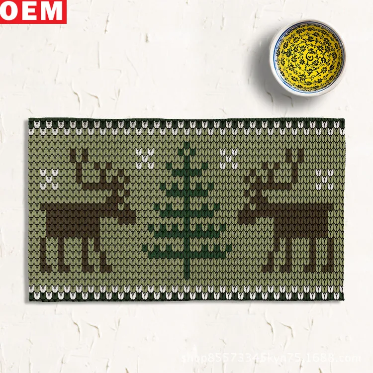 
Custom Printed Restaurant Placemat Plate Cup Tablemat Cotton Linen Placemats With Figures 