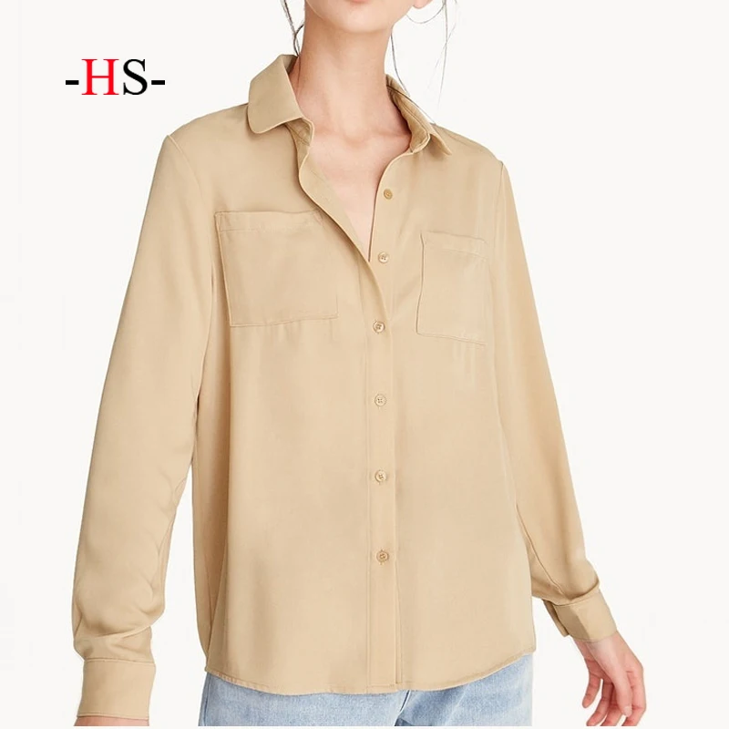 Oem Al Por Mayor,De Moda,De Color Puro,Camisas De Mujer Para Camisa Casual de Color Puro de Manga Larga para Mujer Blusas