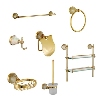 Luxury Hotel Useful Jade Bolder Stone Bottom Brass Gold Plated Bathroom Wall Hung Mounted Toilet Accessories Set Buy Hotel Used Toilet Bathroom Accessories Sets Brass Material Bathroom Wall Hung Mounted Toilet Accessories