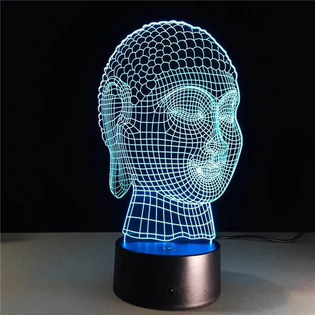 Buddha Lamp Buddhism 3D LED Light USB Color Night Light Decoration Innovation Christmas Gift for Good Luck