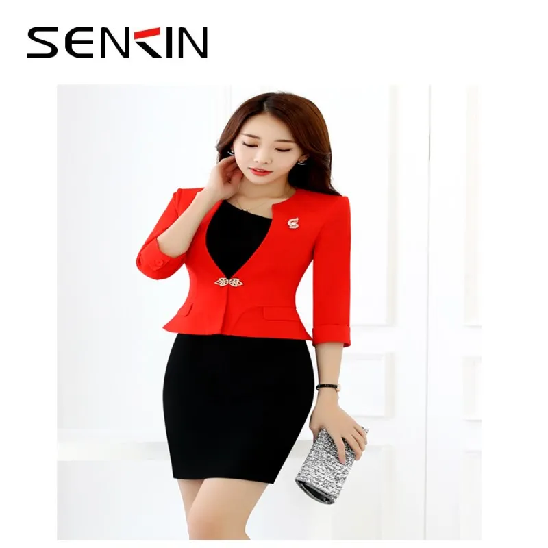 novedad uniformes formales estilos para oficina chaqueta roja