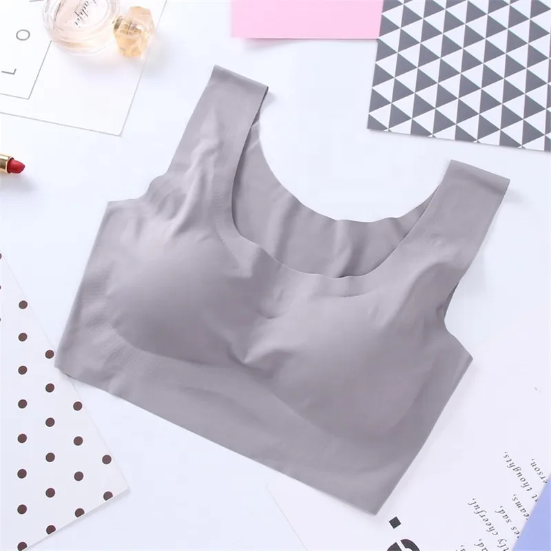 2019New Design Wholesale Comfortable Daily Seamless Common Sports Yoga Bra Plain Wirefree Ice Silk  Sleep Bra for Woman