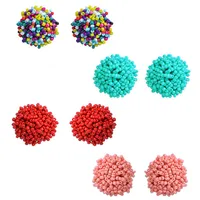 

Chic Colorful Handmade Beads Beaded Ball Sharp Stud Earring