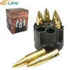 Cartridge Clip Promotional Gift Set Gold Whiskey Stones Stainless Steel Bullet Ice Cubes