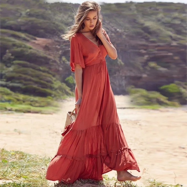 

Dress Supplier Small Orders Women Clothing Rayon Casual Bohemian Dresses Women Boho Dresses 2019 Summer