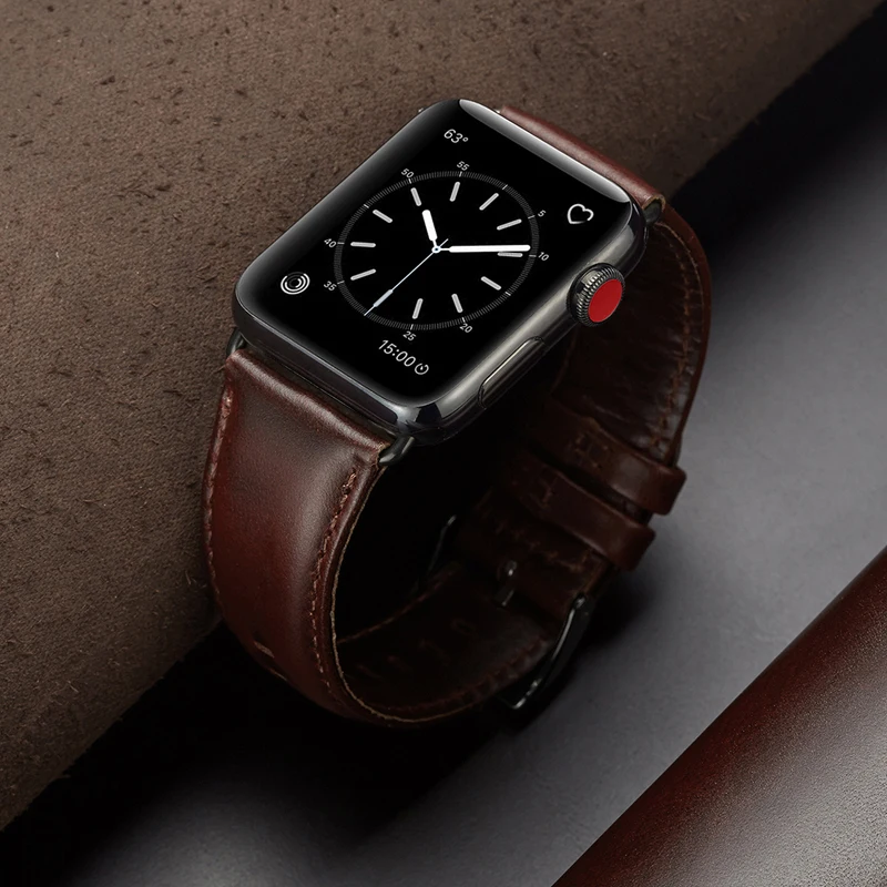 High Quality Leather Watch Strap 38mm/40mm 42mm/44mm For Apple Watch ...