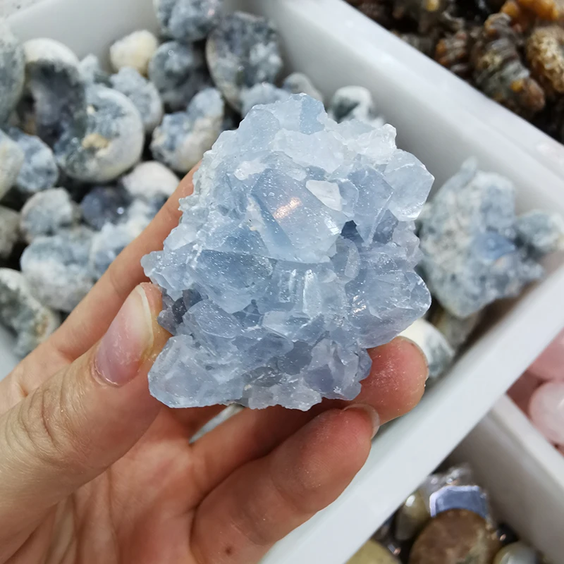 

Wholesale Natural Raw Round Celestite Geode Crystal Cluster for Decoration