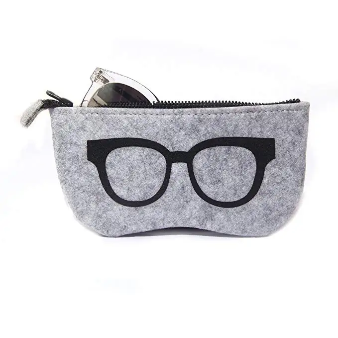 

2019 online shopping handmade custom logo felt sunglasses case, Black