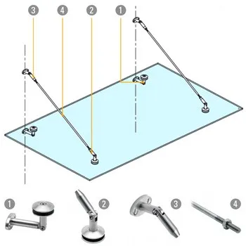 

stainless steel support glass canopy