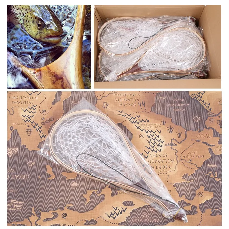 Long Handle Rubber Wooden Fishing Landing Net Buy Rubber Fishing