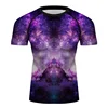 Men Compression Fitness Tee Short Sleeve Cycling Base Layer Shirt Nebula Stars Galaxy Printed MMA Training T-shirt Top